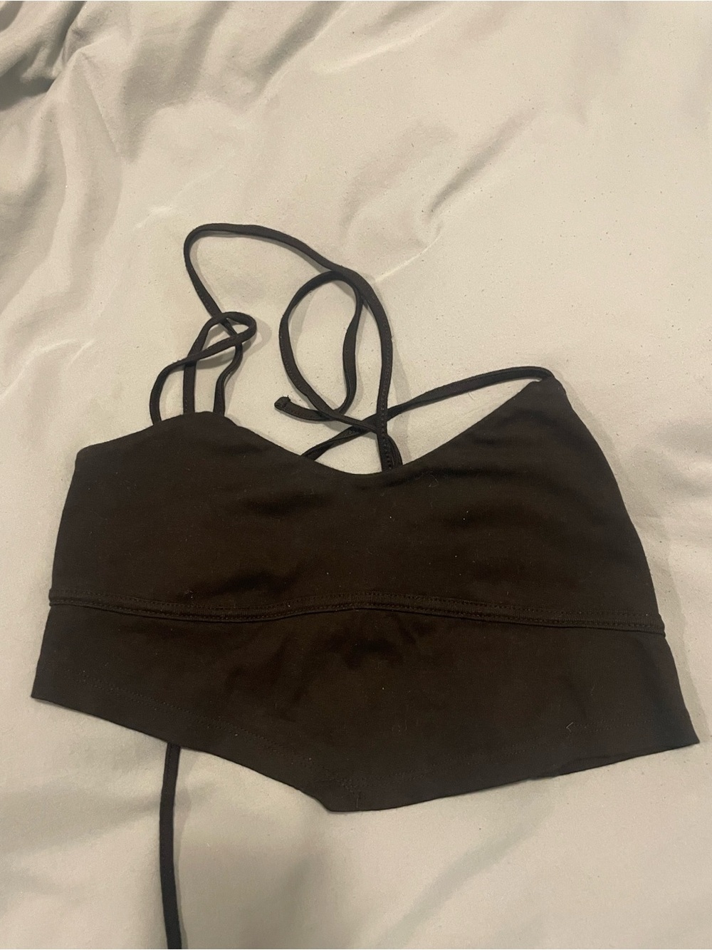 Black Tie back Crop Top